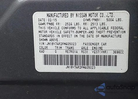 2015 Infiniti Q50 из США, поврежденный, VIN JN1BV7AR2FM405023